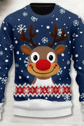 Festive Knit Sweater in Blue-Red — front view