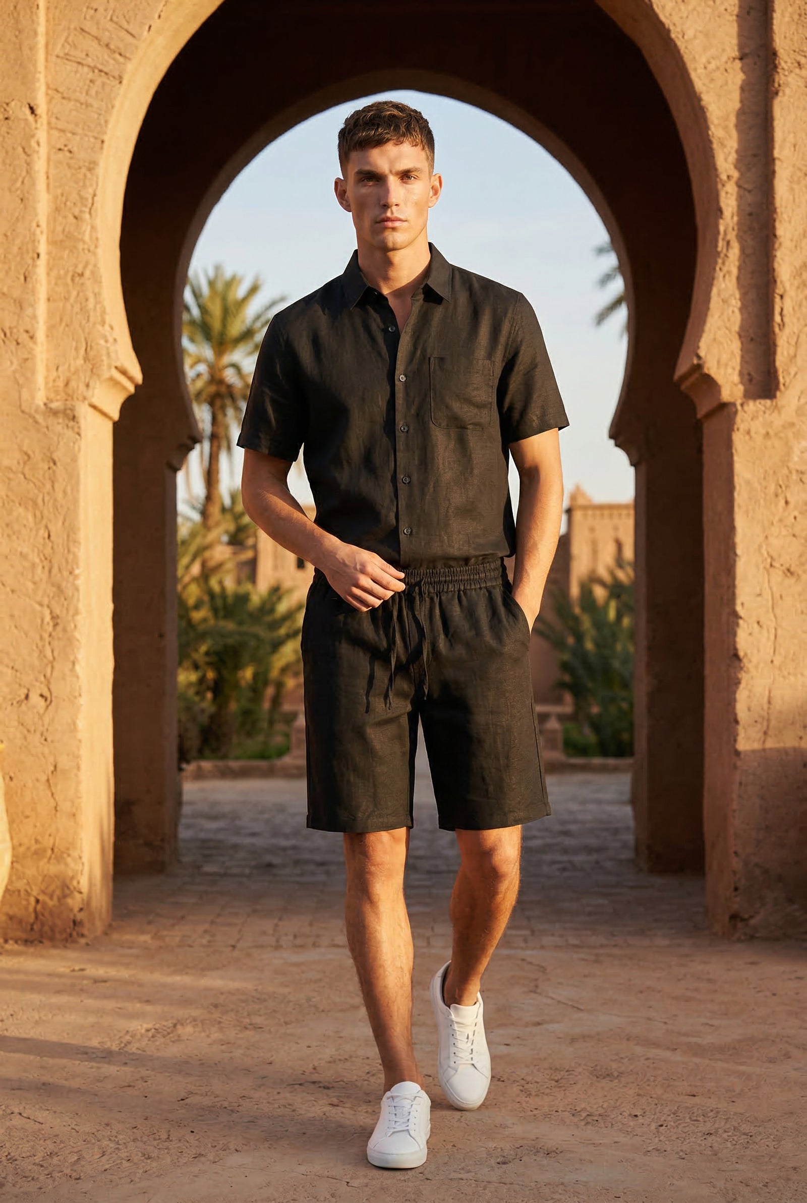 Black Relaxed Fit Above Knee Drawstring Shorts - Relaxed fit shorts - Photo 10