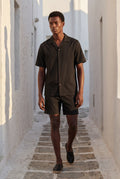 Black Ribbed Short Sleeve Shirt and Shorts Set - Two-piece outfit - Photo 17