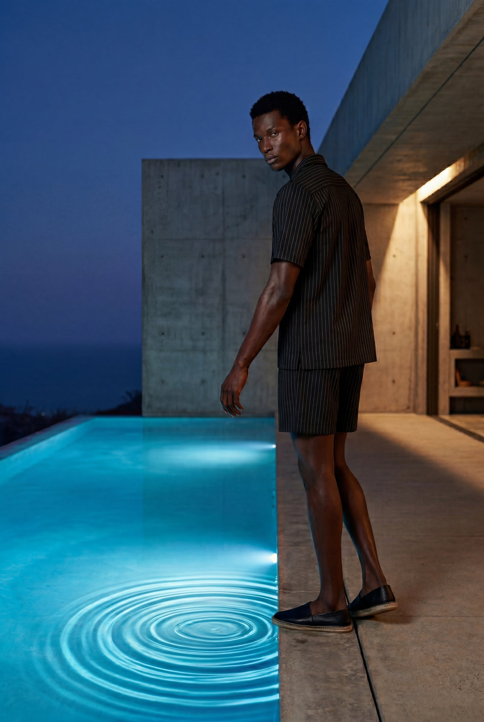 Black Ribbed Short Sleeve Shirt and Shorts Set - Two-piece outfit - Photo 19