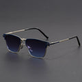 Blue Semi-rimless Square Metal Frame Sunglasses - Photo 3