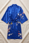 Silk Kimono Robe in Blue — studio front