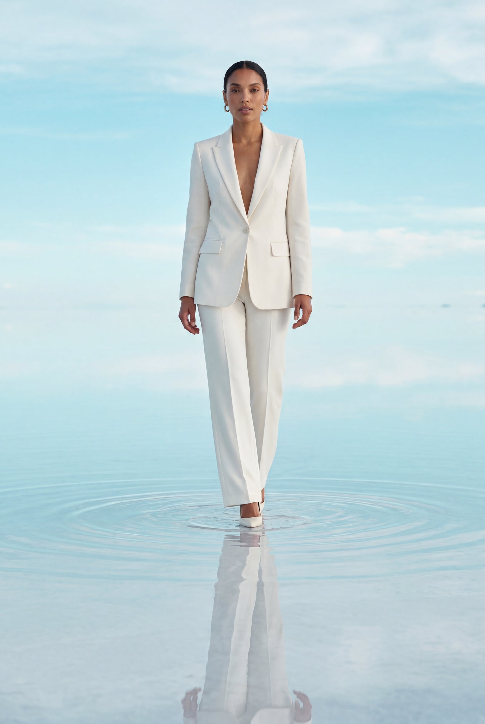White Single-breasted Tailored Blazer and Trouser Set - Trousers - Photo 11
