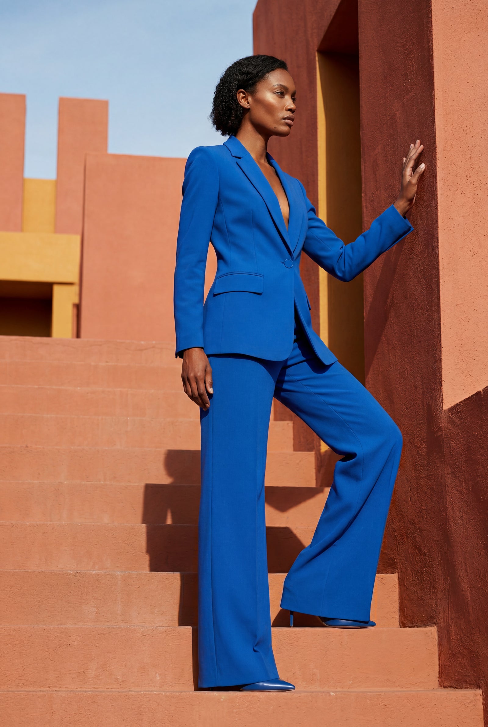 Blue Single-breasted Tailored Blazer and Trouser Set - Trousers - Photo 12