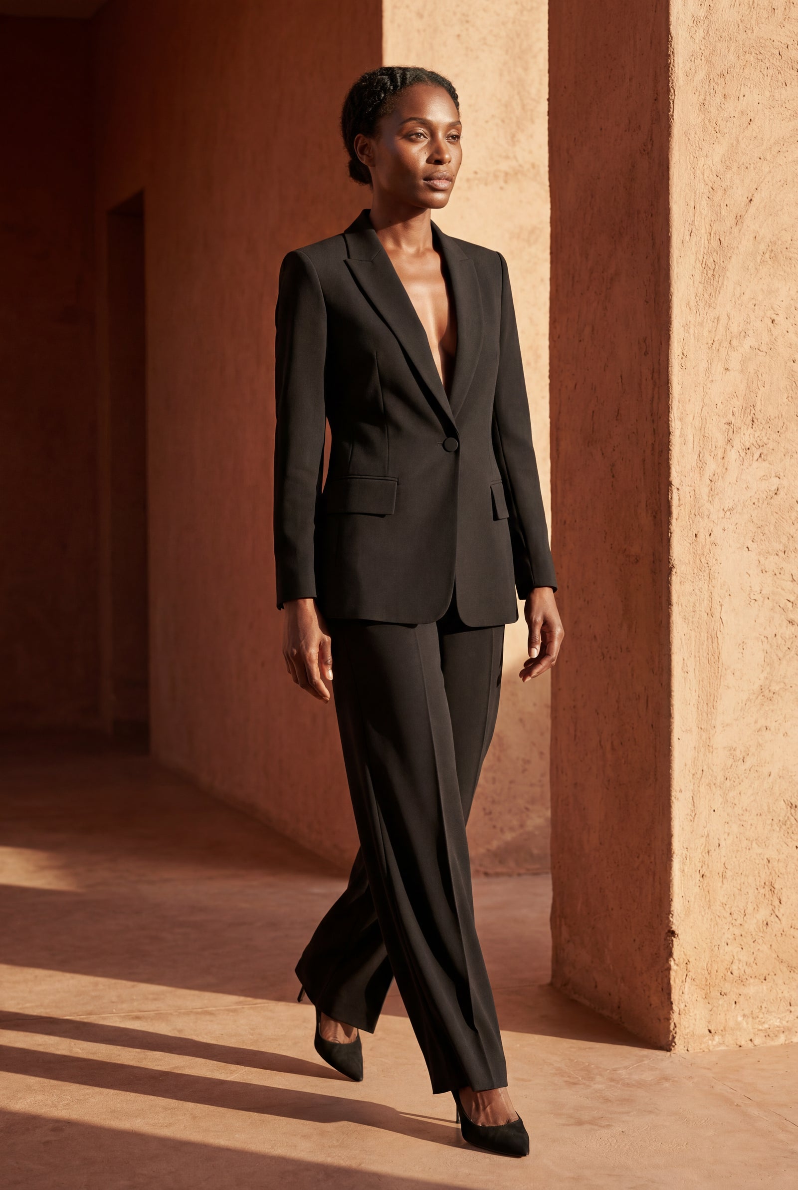 Black Single-breasted Tailored Blazer and Trouser Set - Trousers - Photo 17