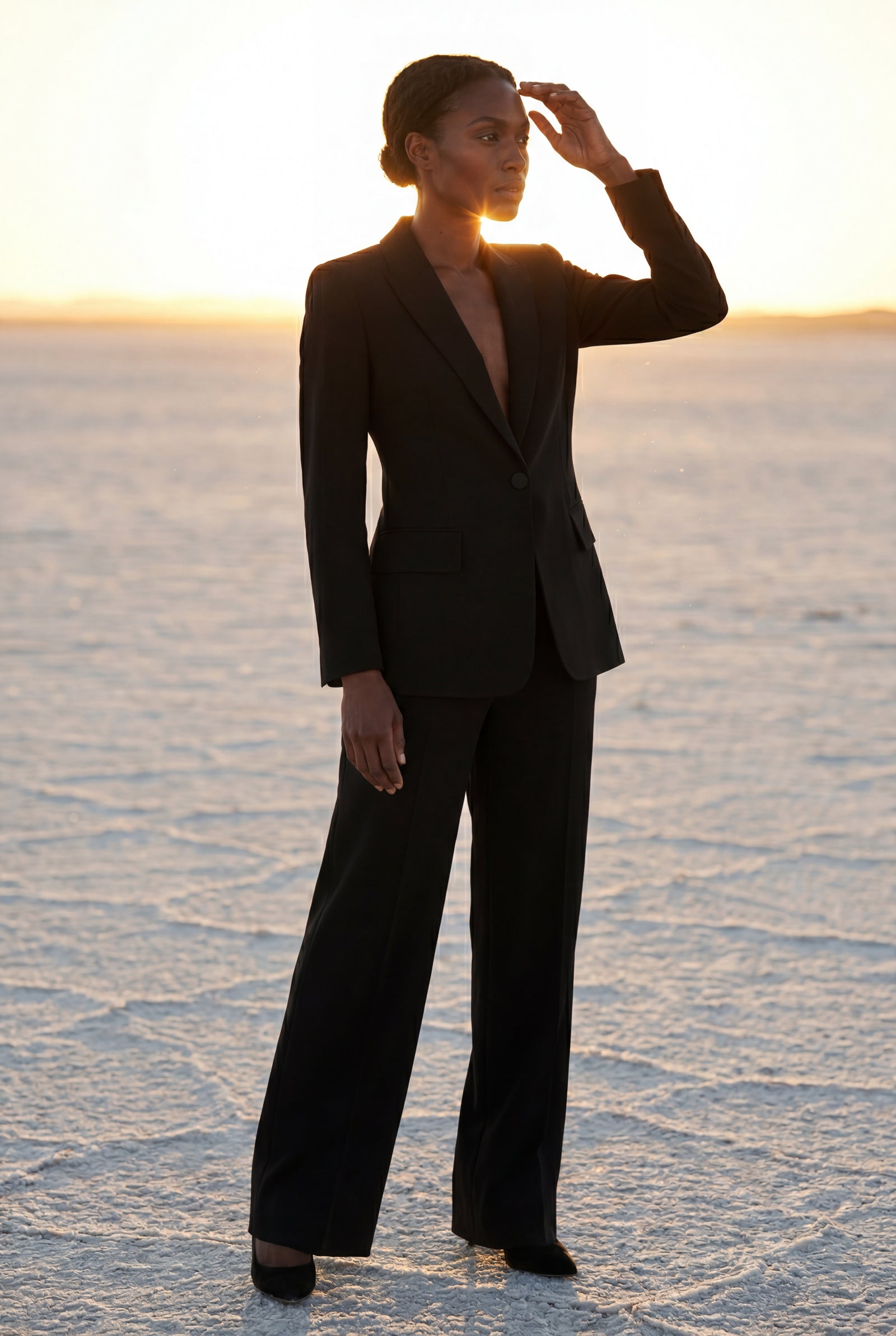 Black Single-breasted Tailored Blazer and Trouser Set - Trousers - Photo 19
