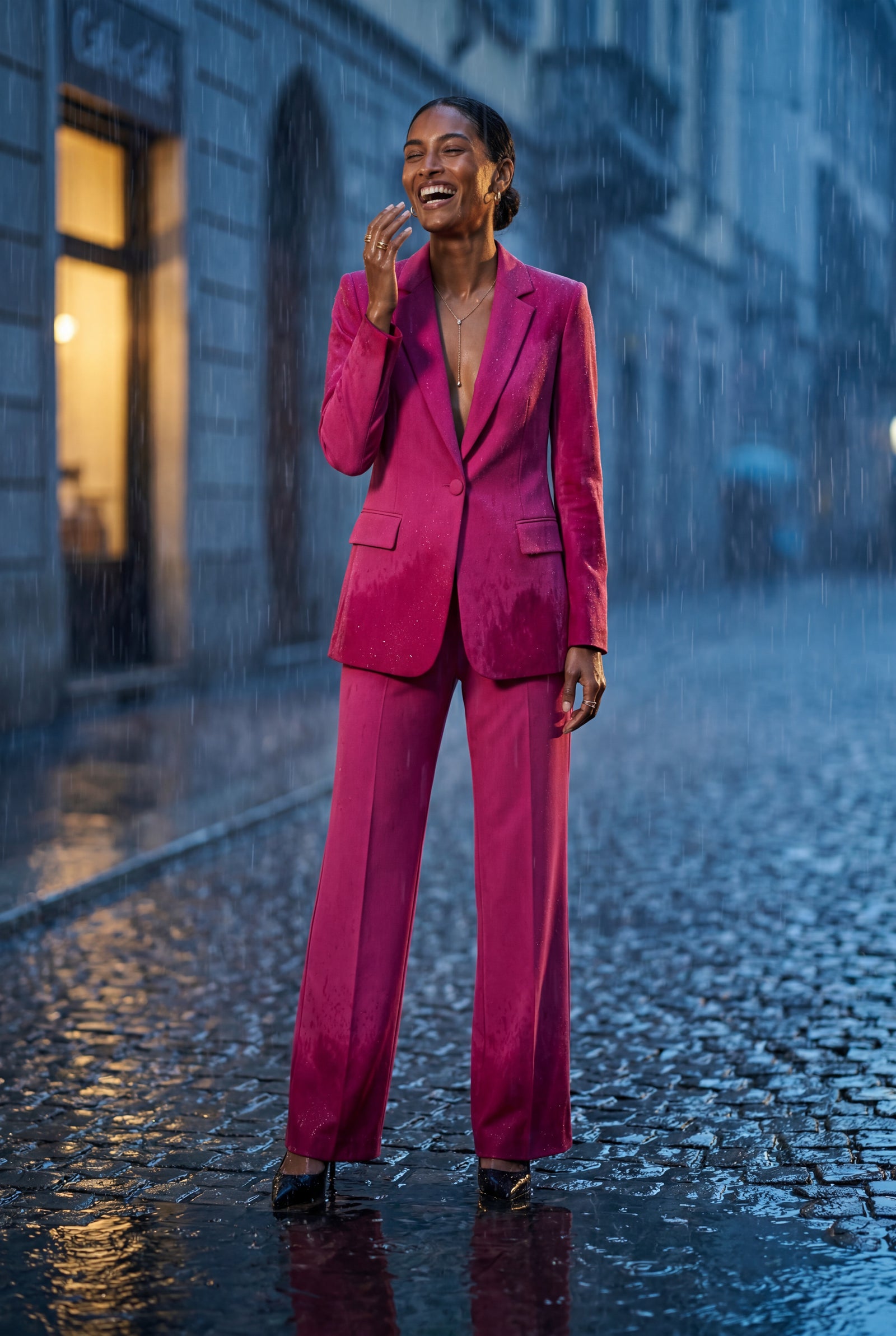 Pink Single-breasted Tailored Blazer and Trouser Set - Trousers - Photo 21