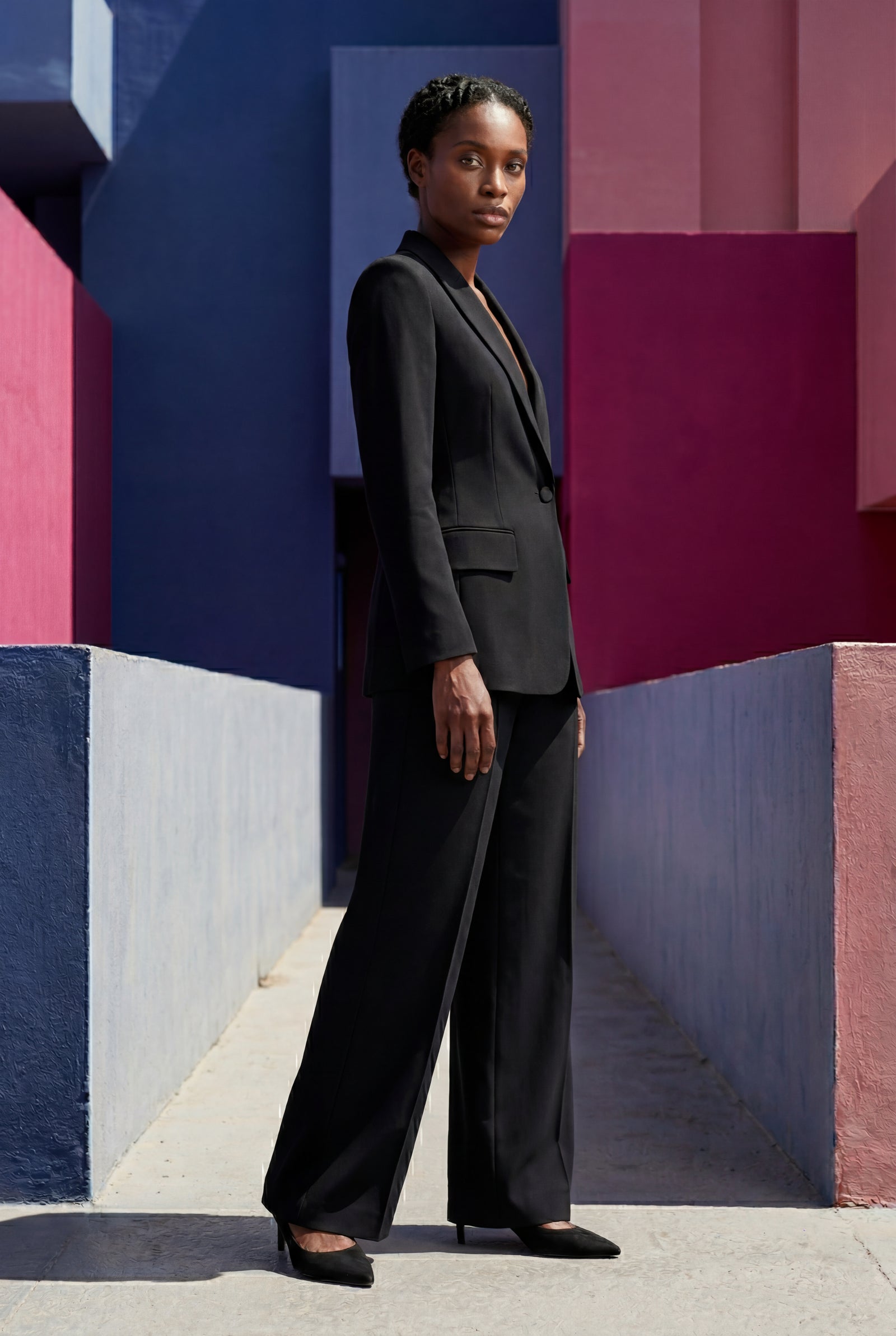 Black Single-breasted Tailored Blazer and Trouser Set - Trousers - Photo 22