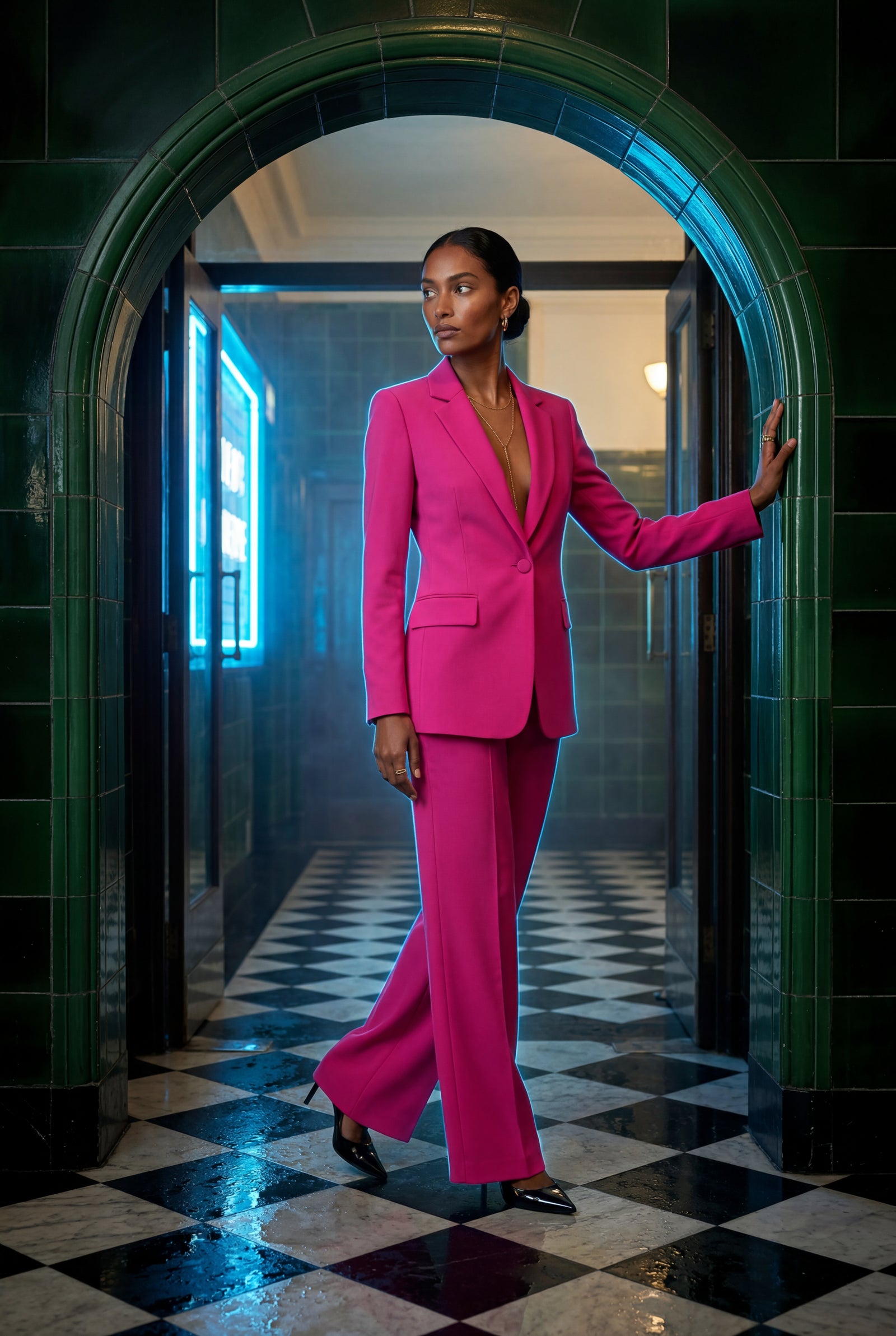 Pink Single-breasted Tailored Blazer and Trouser Set - Trousers - Photo 23