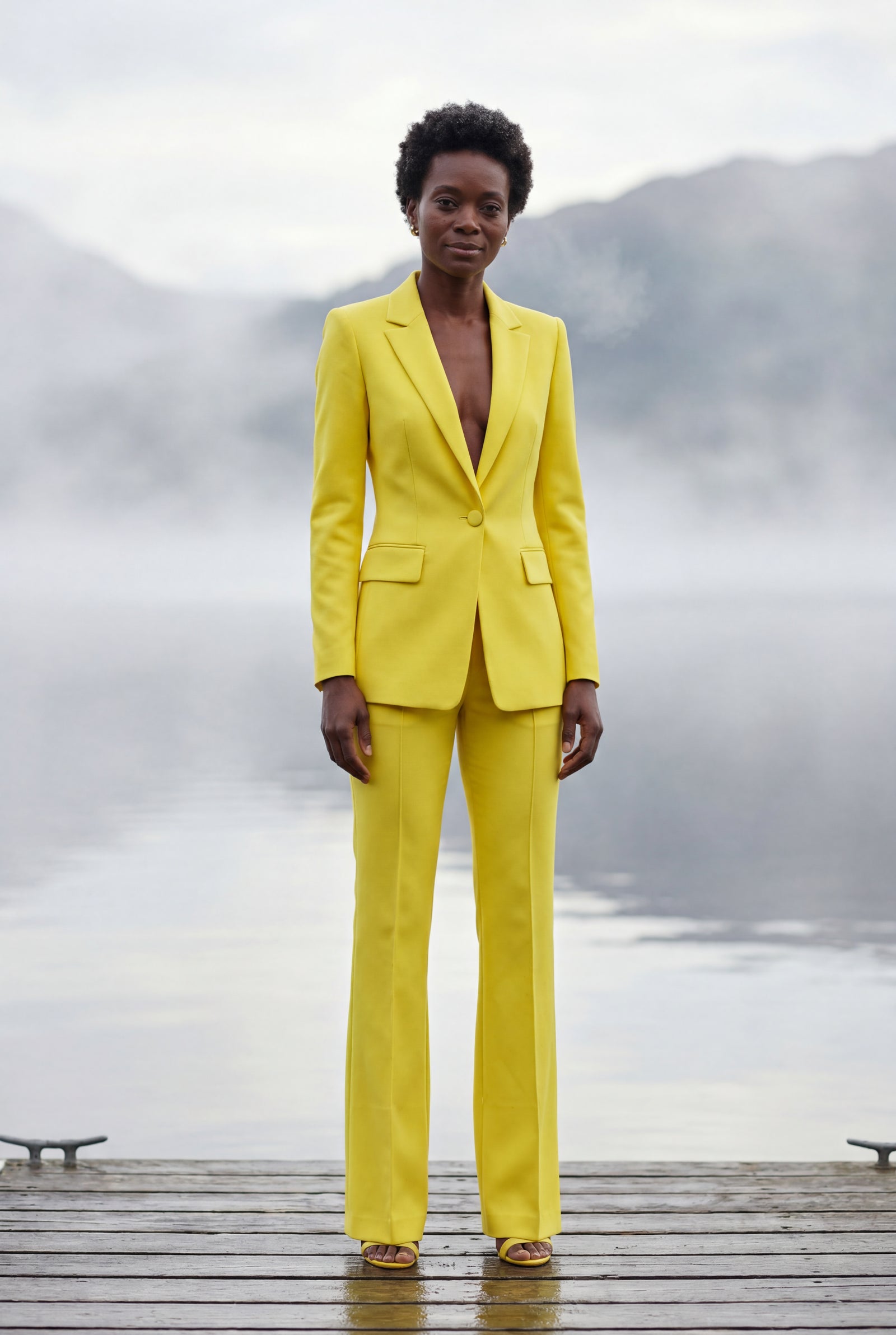 Yellow Single-breasted Tailored Blazer and Trouser Set - Trousers - Photo 7