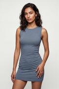 Blue Sleek Sleeveless Bodycon Mini Dress with Crew Neckline - Photo 6