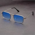 Blue Square Metal Frame Sunglasses with Adjustable Nose Pads - Photo 5