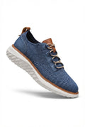 Blue Textured Lace-up Low-top Sneakers - Photo 1