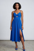 Blue Twist-front Cutout Midi Dress with Side Slit - Photo 8