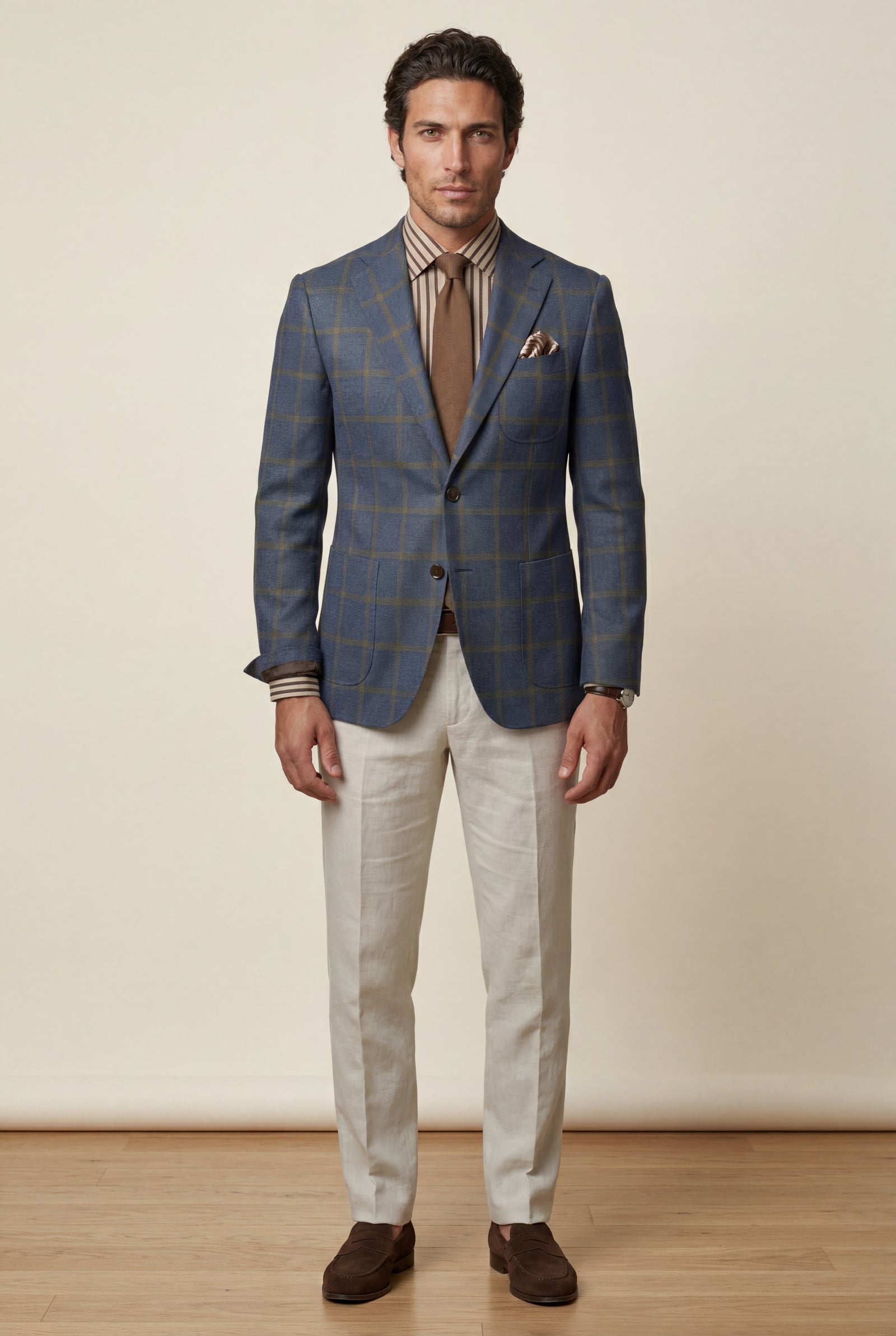 Blue Windowpane Check Tailored Slim Fit Blazer - Tailored blazers - Photo 1