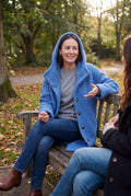 Women's Hooded Coat Relaxed Fit in Blue — lifestyle candid