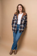 Women's Hooded Plaid Jacket in Blue — studio 1