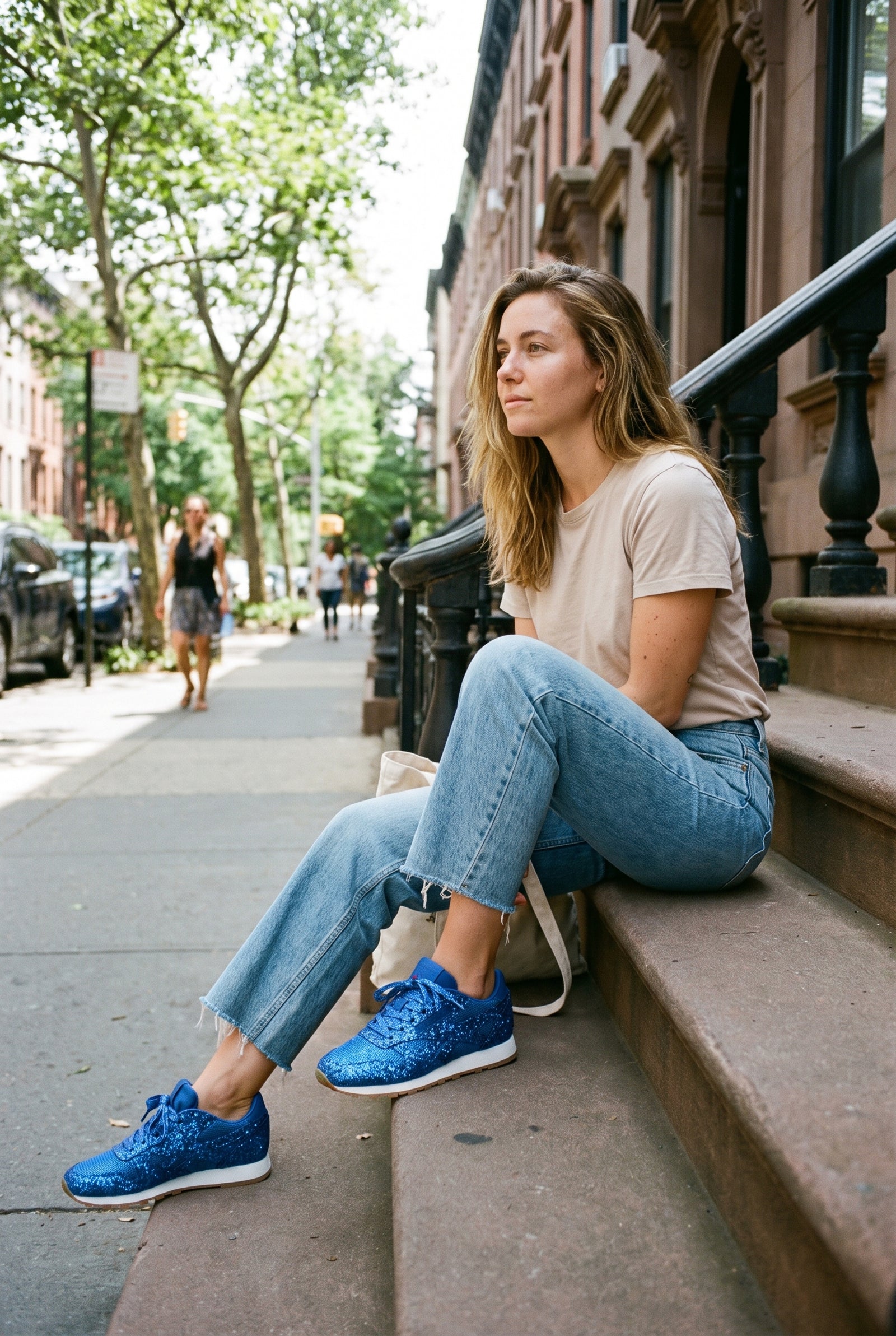 Women's Sneakers Glitter Low-Top in Blue — secondary lifestyle