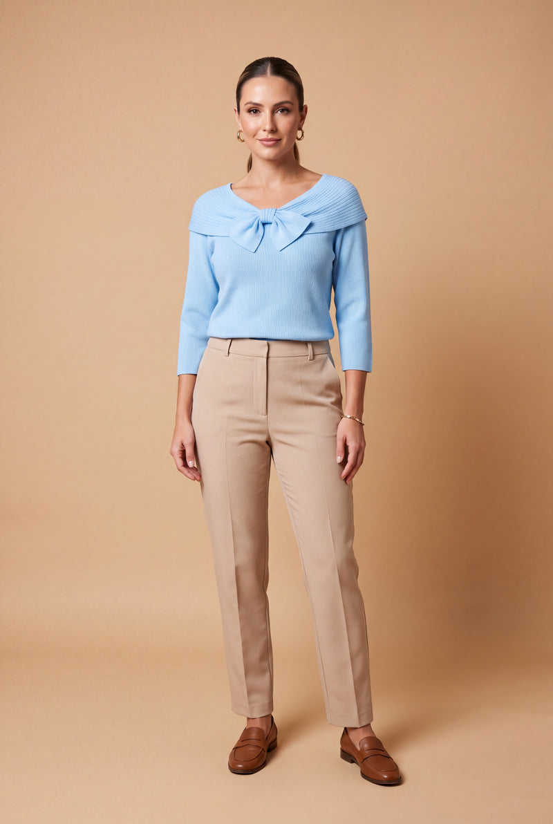 Women's Sweater Bow Detail in Blue — primary