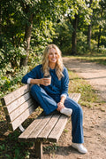 Women's Two-Piece Hoodie Relaxed Fit in Blue — lifestyle1
