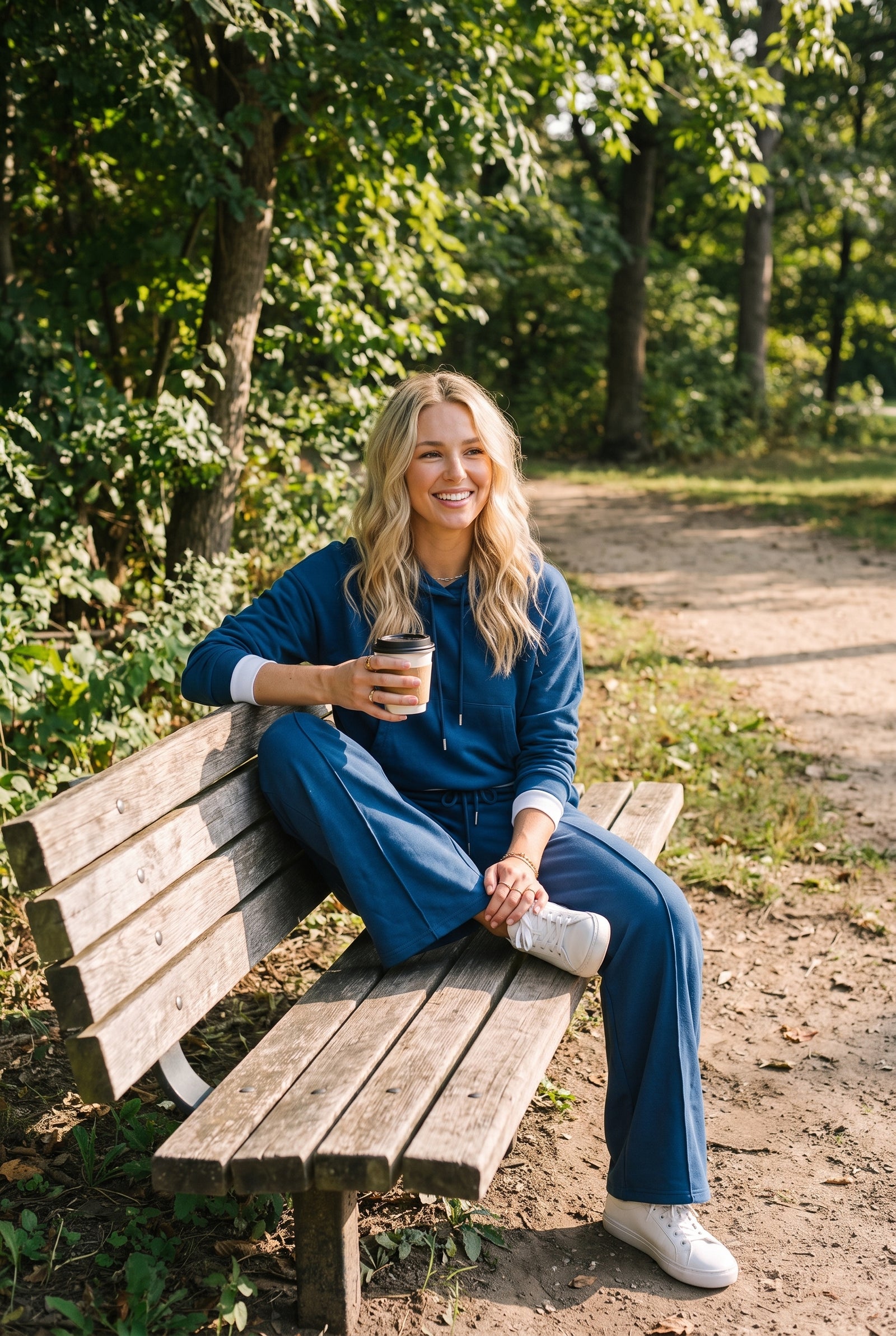 Women's Two-Piece Hoodie Relaxed Fit in Blue — lifestyle1