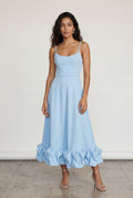 Blue Women's Ruffled Hem Fit and Flare Midi Dress - Wedding guest dress - Photo 2