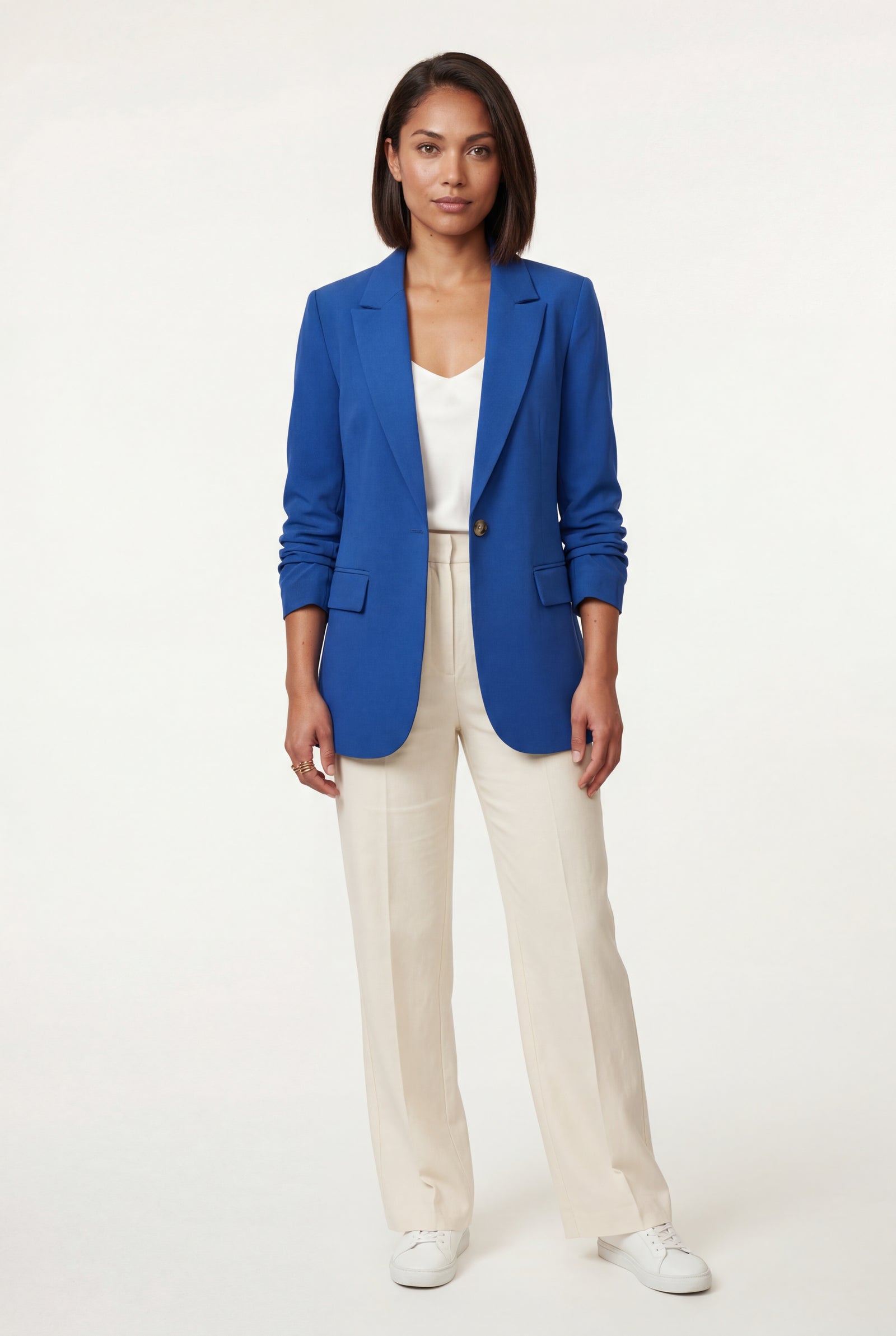 Blue Women's Slim Fit Single-Breasted Tailored Blazer - Slim fit blazer - Photo 2
