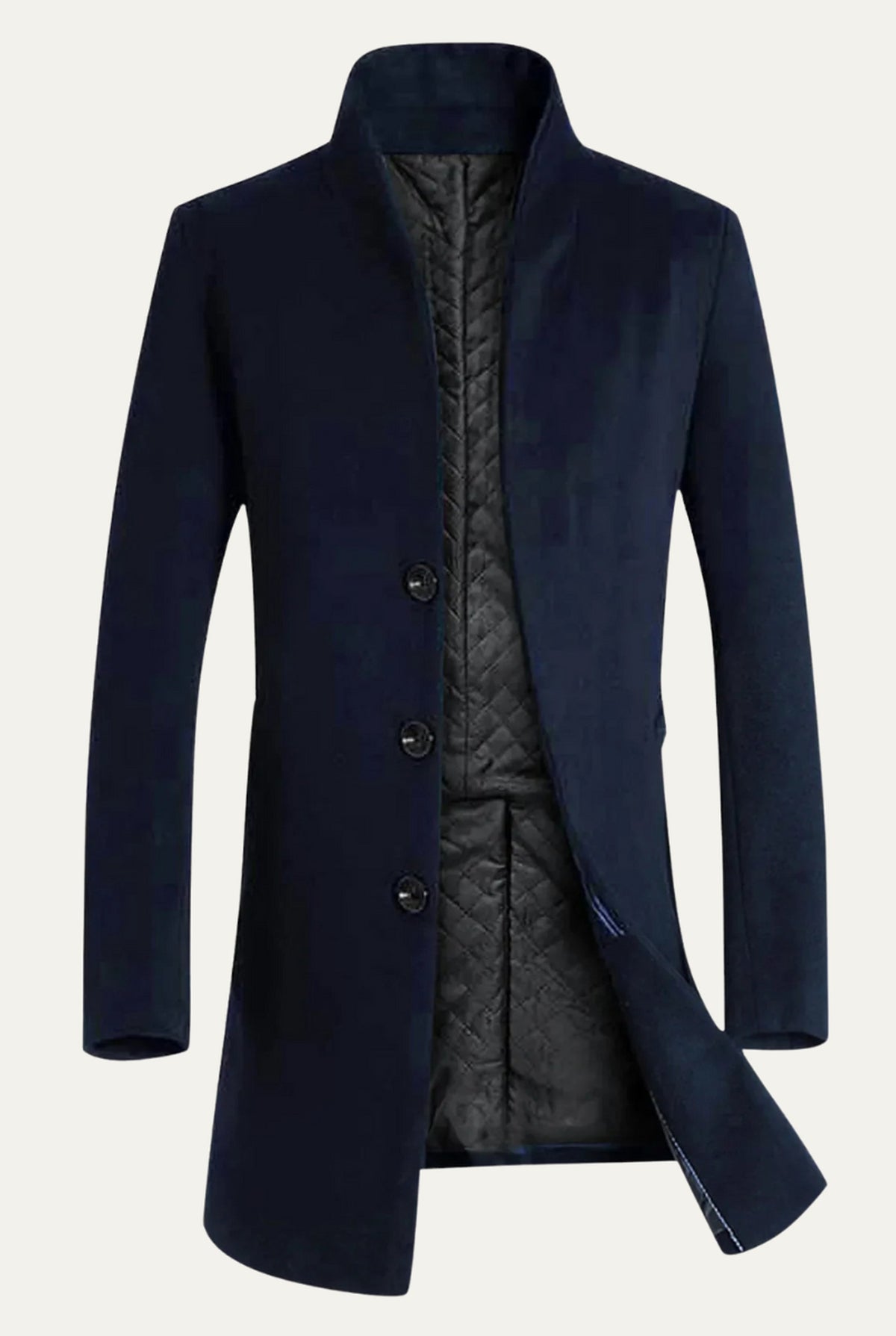 Wool Blend Overcoat in Blue — front view