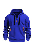 Zip-Pocket Hoodie in Blue — front view