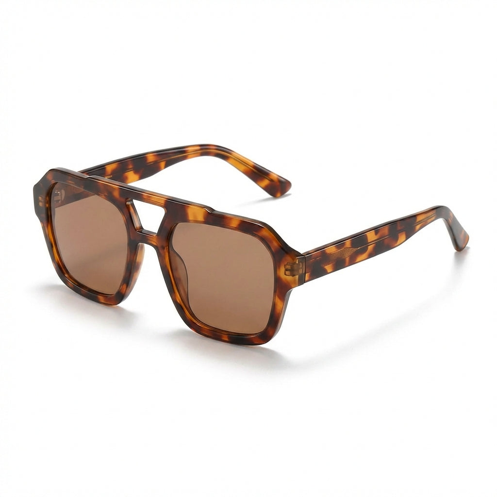 Brown Amber Tortoiseshell Oversized Square Sunglasses - Oversized sunglasses - Photo 1