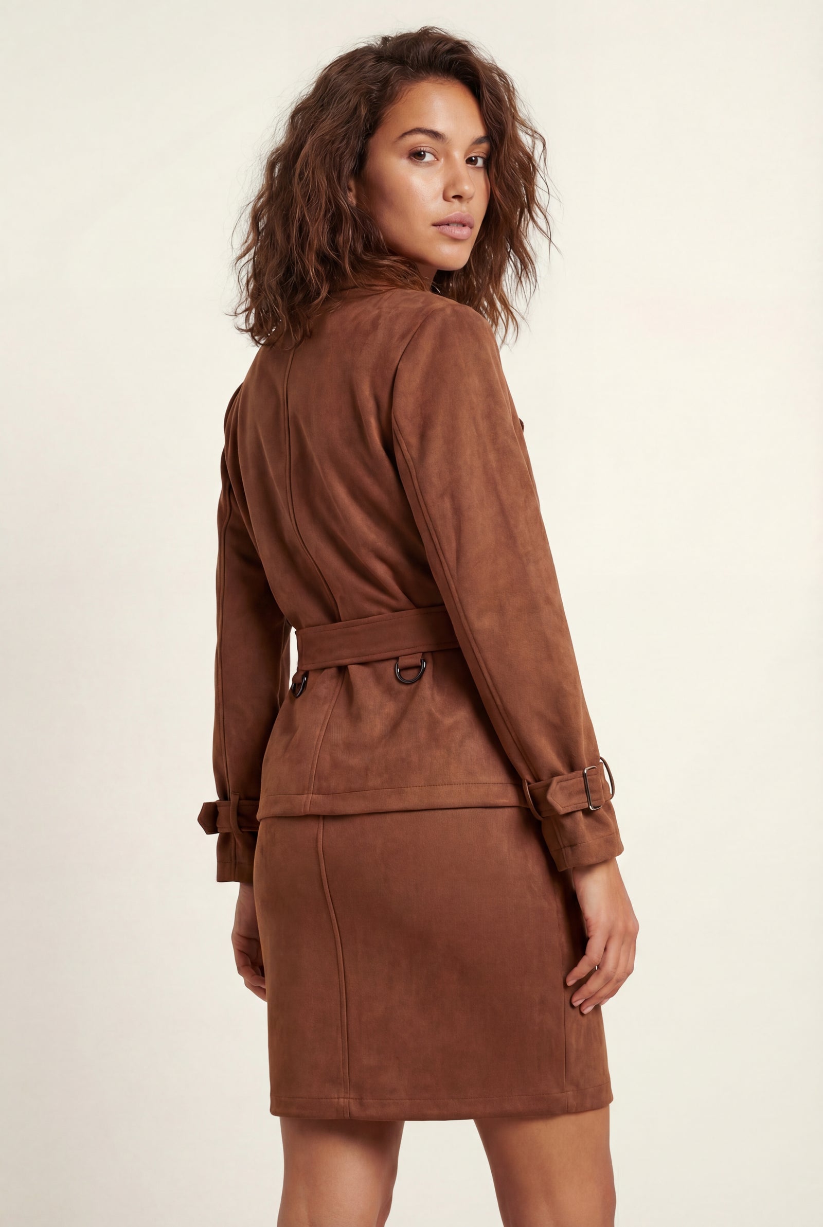 Brown Belted Faux High Waisted Mini Skirt - Photo 2