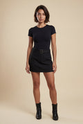 Black Belted Faux High Waisted Mini Skirt - Photo 6