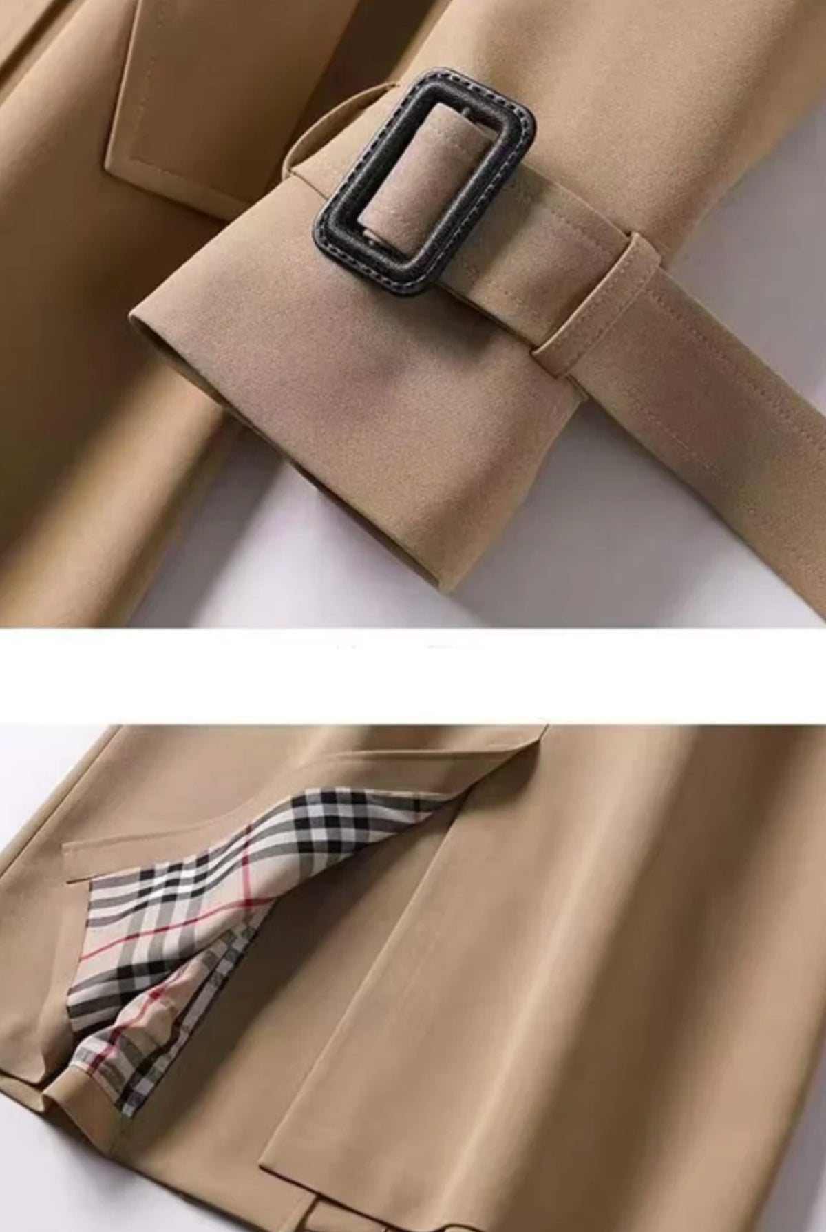 Belted Trench Coat in Brown — detail