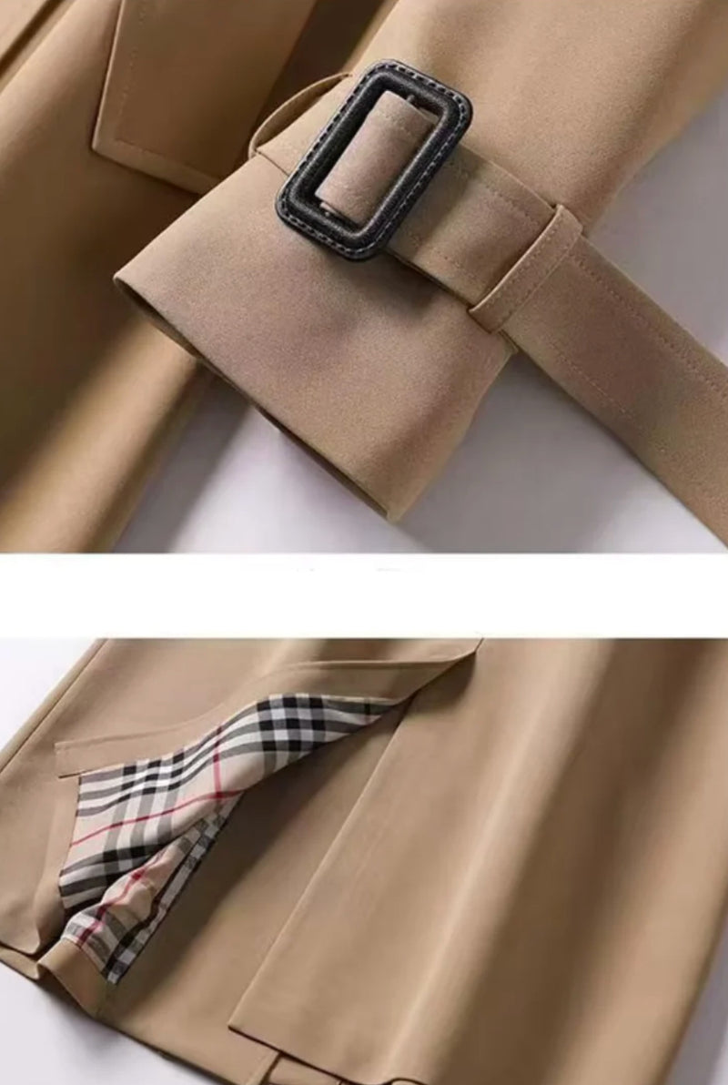 Belted Trench Coat in Brown — detail