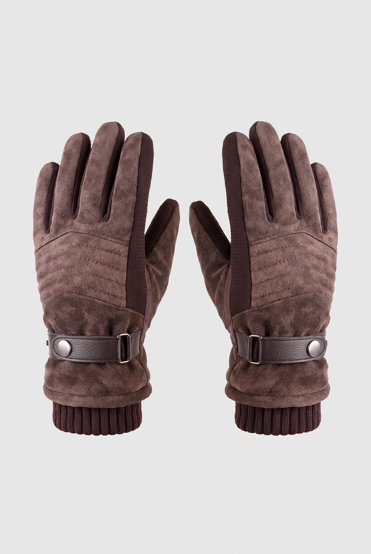 Touchscreen Winter Gloves in Brown (Brown Knit) — studio front
