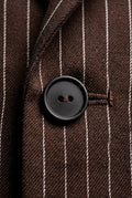 Brown Brown Pinstripe Single-breasted Blazer with Contrast Cuffs - Blazers - Photo 3