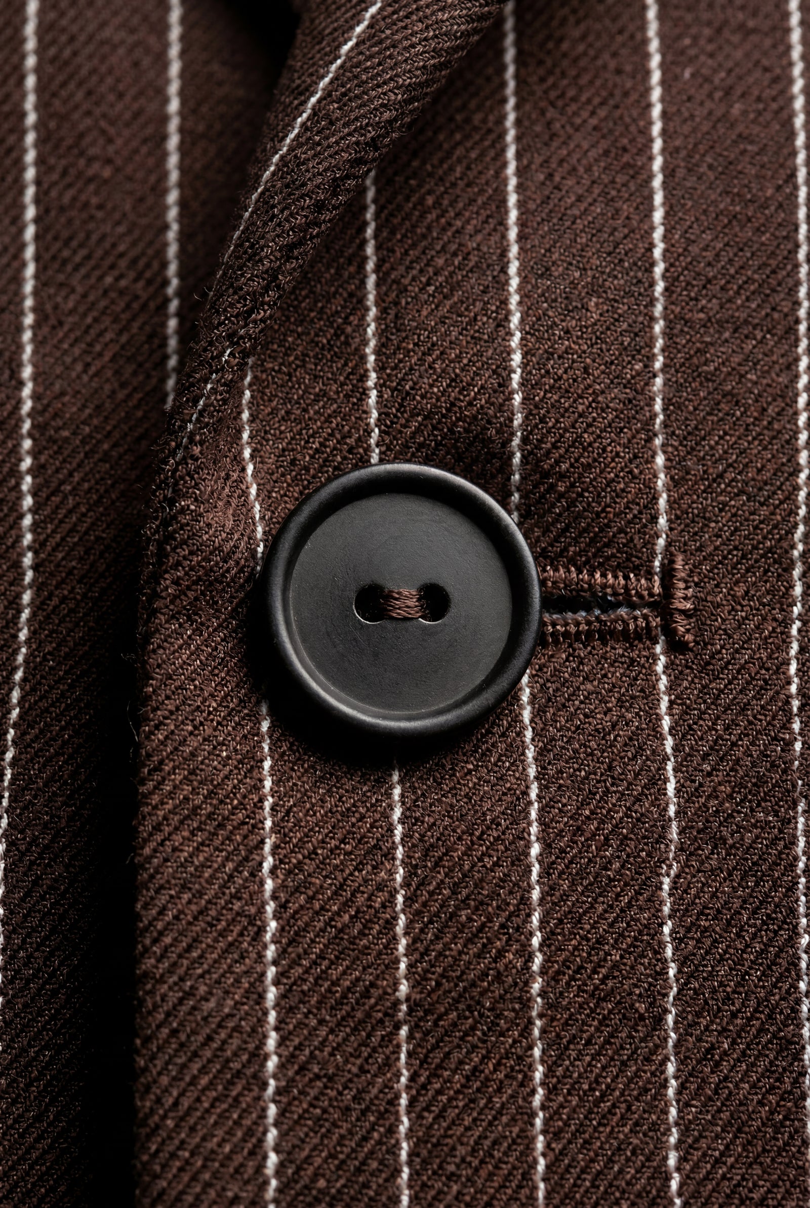 Brown Brown Pinstripe Single-breasted Blazer with Contrast Cuffs - Blazers - Photo 3