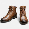 Brown Burnished Brown Distressed Lace-up Ankle Boots - Lace-up boots - Photo 6