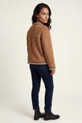 Brown Camel Brown Trim Button-front Jacket - Shearling jacket - Photo 2
