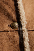 Brown Camel Brown Trim Button-front Jacket - Shearling jacket - Photo 3