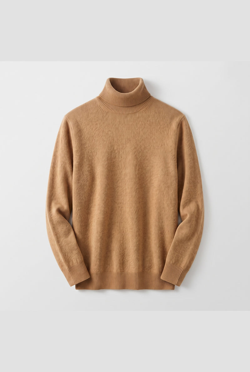 Cashmere Turtleneck Sweater in Brown — front view
