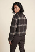 Brown Charcoal Brown Checkered Cropped Tailored Jacket - Tailored jackets - Photo 2