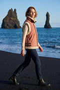 Red Collar Sleeveless Aviator Vest with Plush Trim - Aviator vests - Photo 4