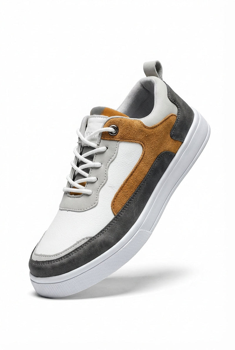 Brown Color-block Low-top Lace-up Sneakers - Smart casual footwear - Photo 1