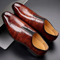 Crocodile-embossed Slip-on Glossy Dress Shoes - Photo 5