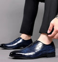 Crocodile-embossed Slip-on Glossy Dress Shoes - Photo 9