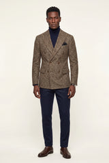 Brown Double-breasted Peak Lapel Blazer - Men's blazers - Photo 1