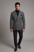 Gray Double-breasted Peak Lapel Blazer - Men's blazers - Photo 2