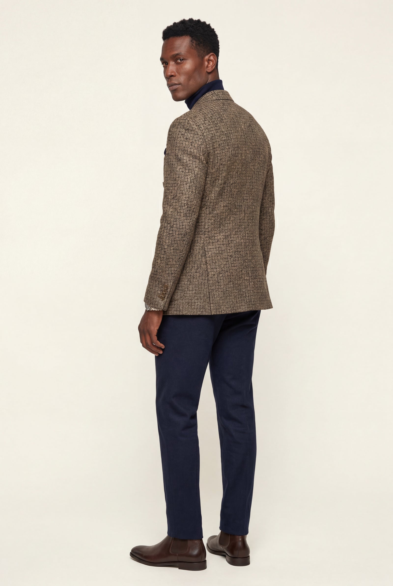 Brown Double-breasted Peak Lapel Blazer - Men's blazers - Photo 3