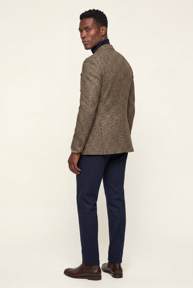 Brown Double-breasted Peak Lapel Blazer - Men's blazers - Photo 3